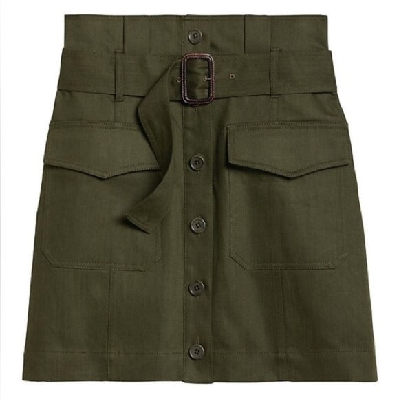 Banana Republic Heritage Paperbag Utility Skirt Mini Olive Green 2 Petite NEW - Picture 1 of 11